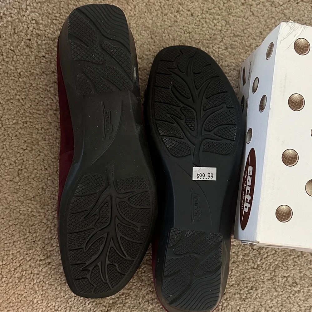 Earth Burgundy Suede Floral Ballet Flats - Picture 3 of 5